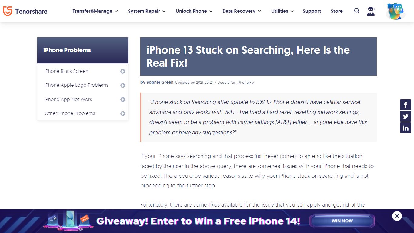 iPhone 13 Stuck on Searching, Here Is the Real Fix! - Tenorshare